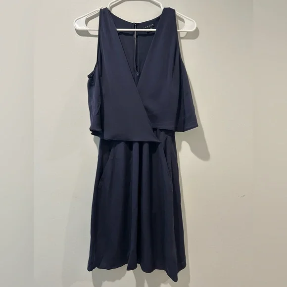 Theory Navy Osteen V-Neck Dress - Picture 2 of 9
